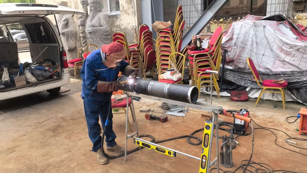 Pipeline welding work on gas project site