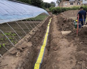 PE gas pipe laid along trench