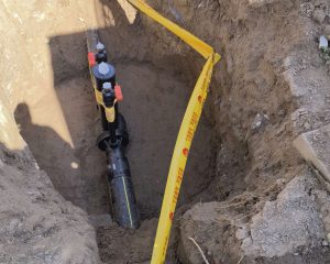 PE gas pipeline laid in trench